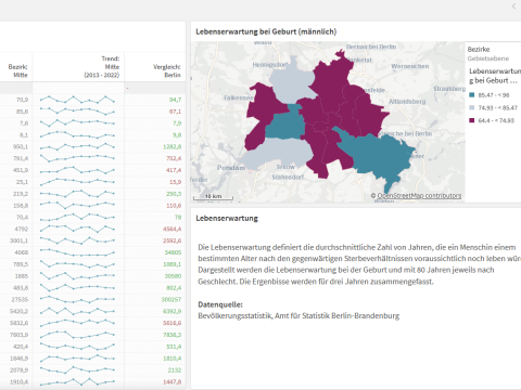 Beispielbild zum Dashboard der Lebenserwartung in den Berliner Bezirken